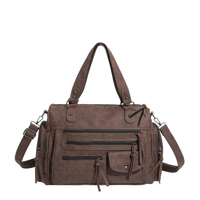 

Handheld Tote Bag with Large Capacity for Commuting, Soft Leather, Single Shoulder Strap, Crossbody Style Bag style 2 кавовий