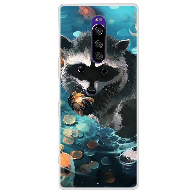 For Sony Xperia 1 Case Luxury Animals Transparent Cover for Sony Xperia1 XZ4 SO-03L SOV40 J8110 J9150 J8170 Phone Shells Covers