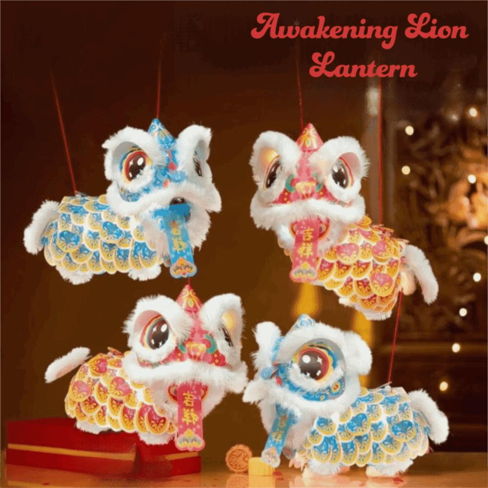 DIY Material Package New Year Lion Dance Lantern Waterproof Festival Atmosphere Handmade Lantern Hanging Ornament with Blessings