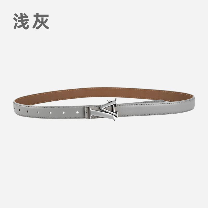 Alloy Alphabet Board Buckle Leather Belt Women'S Premium Pants Belt Women'S