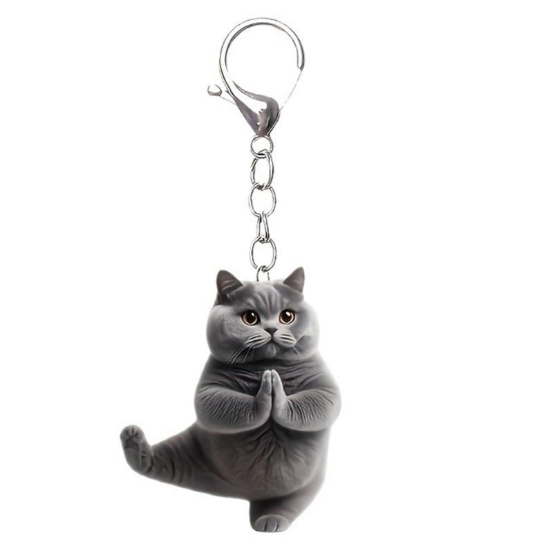 

Adorable 2D Flat Cats Backpacks Keychain Acrylic Cats Pendant Car Accessory Interior Rearview Hanging Decorative Ornament 1