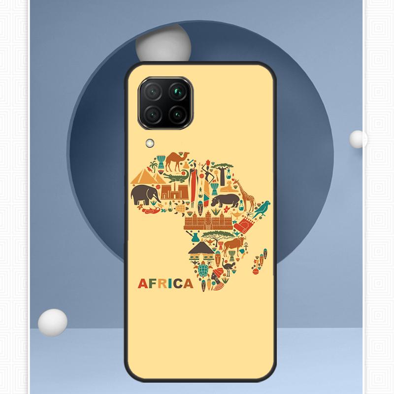 Africa Map Geography Painted For Huawei Nova 12i 12s 11i 8i Y91 Y60 Y70 Y72 Y90 Y61 9 10 SE P20 P40 Lite P30 P60 Pro Case