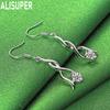 925 Sterling Silver Twisted Earrings With AAA Zirconia - Stylish Evening Jewelry