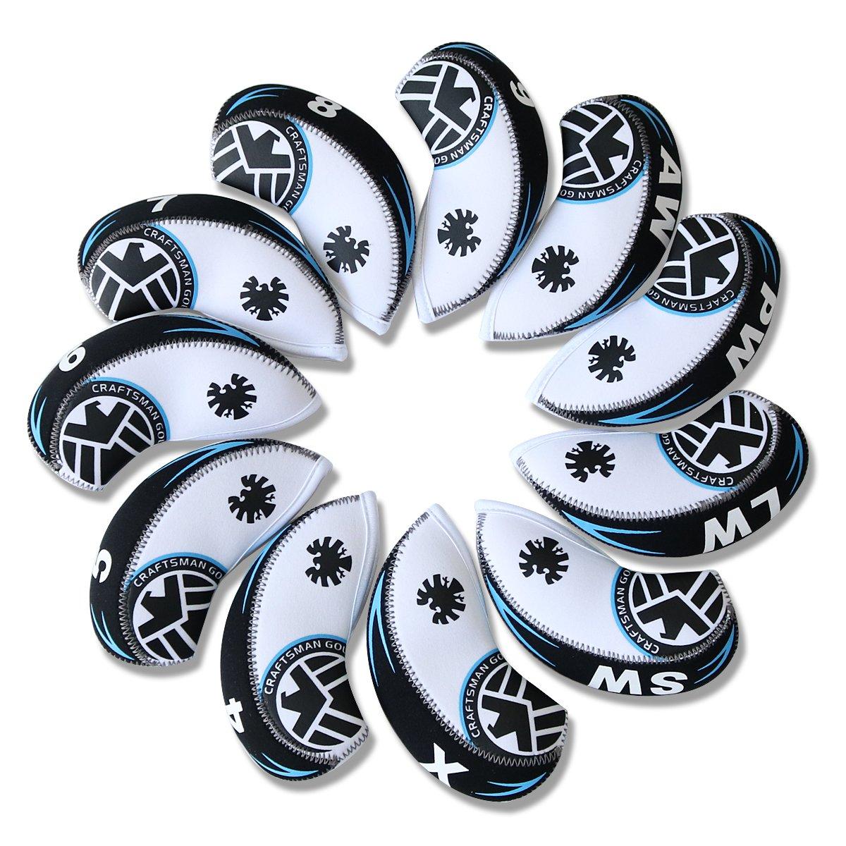 

CRAFTSMAN Head Cover Golf Iron Cover Cosmo Series Lost Prevention X now available 11 pieces in total 3 colors No. (white)