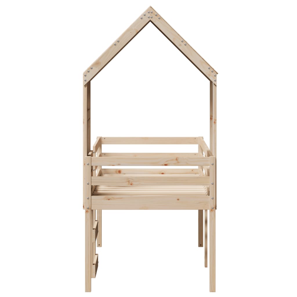 Vidaxl High Bed With Roof, 80X200 Cm, Solid Pine Wood