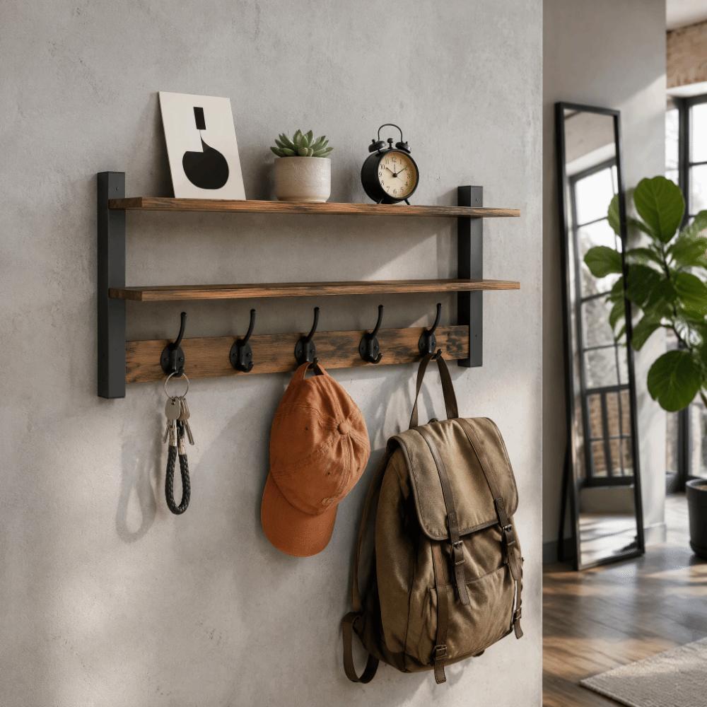 Space-Saving Solid Wood Decor Display Rack Solid Wood Entryway Key Holder Living Room