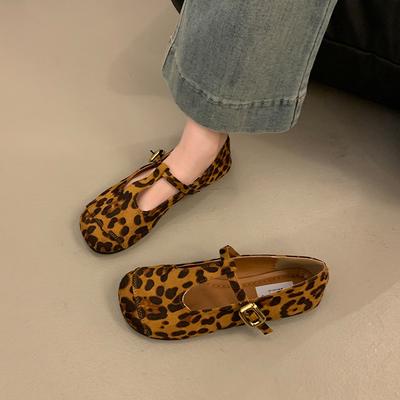 Retro Round Head Single Shoes Women's Autumn New Flat Bottom Soft Sole Soft Surface Versatile Shallow Mouth Mary Jane Women's Shoes