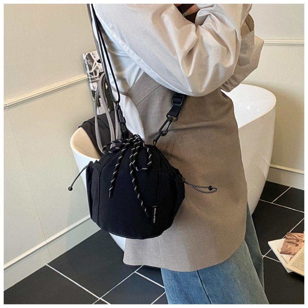 Kabelka Stahovací Kbelíková Taška Korejský Styl Malá Crossbody Taška Ležérní Nylonová Taška přes Rameno Cestování