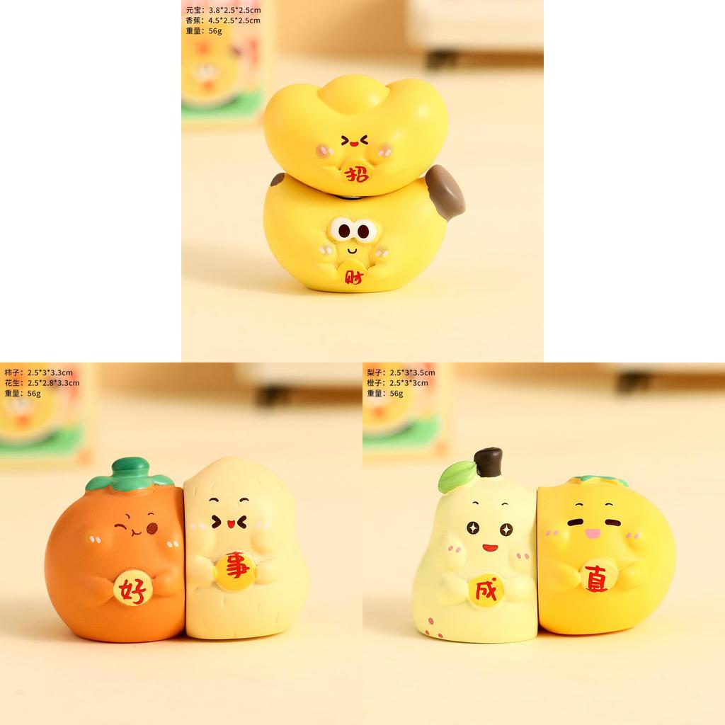 Original Creative Blessing Fruit Couple Figurine Magnet Desktop Decoration For Office