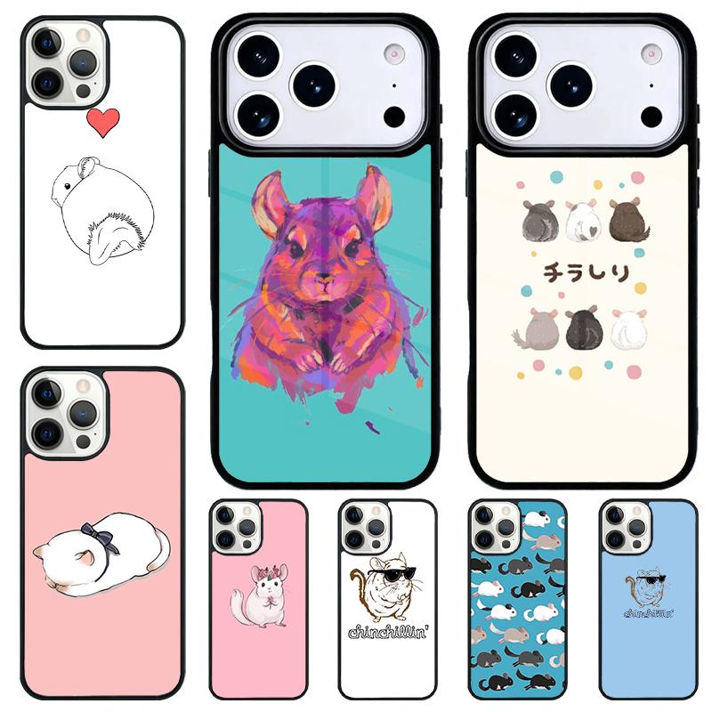 Cute Cartoon Chinchilla Phone Case for iPhone 17 Air 16 15 11 12 14 13 Pro Max Shockproof Cover