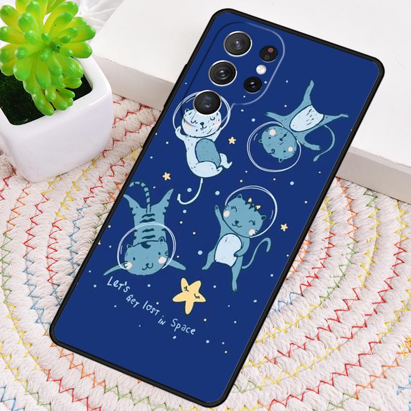 Funny Space Cat Silicone Phone Case For Samsung Galaxy Note 10 Pro S26 S25 S24 S23 S22 S21 Plus S25Ultra Capa Cover