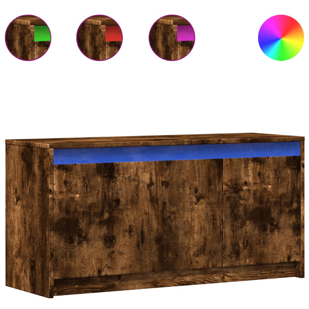 TV Cabinet with LED Lighting Smoked Oak 100 x 34 x 50 cm