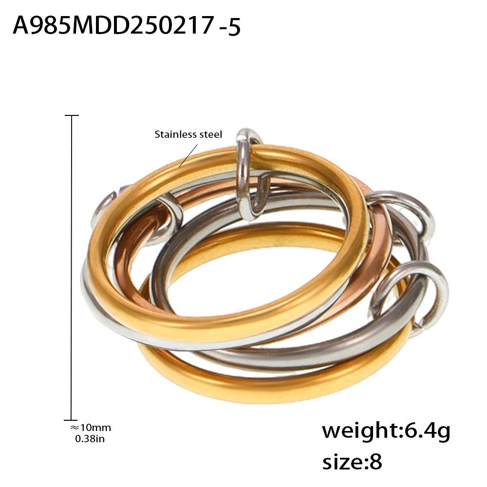 Qiong Yao 2mm Women's Color Block Stackable Interlocking Ring Set