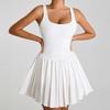 Ausgeschnittenes Damen-Tenniskleid Ärmellos Badmintonröcke Trainings-Stramplerkleid Badminton Sport