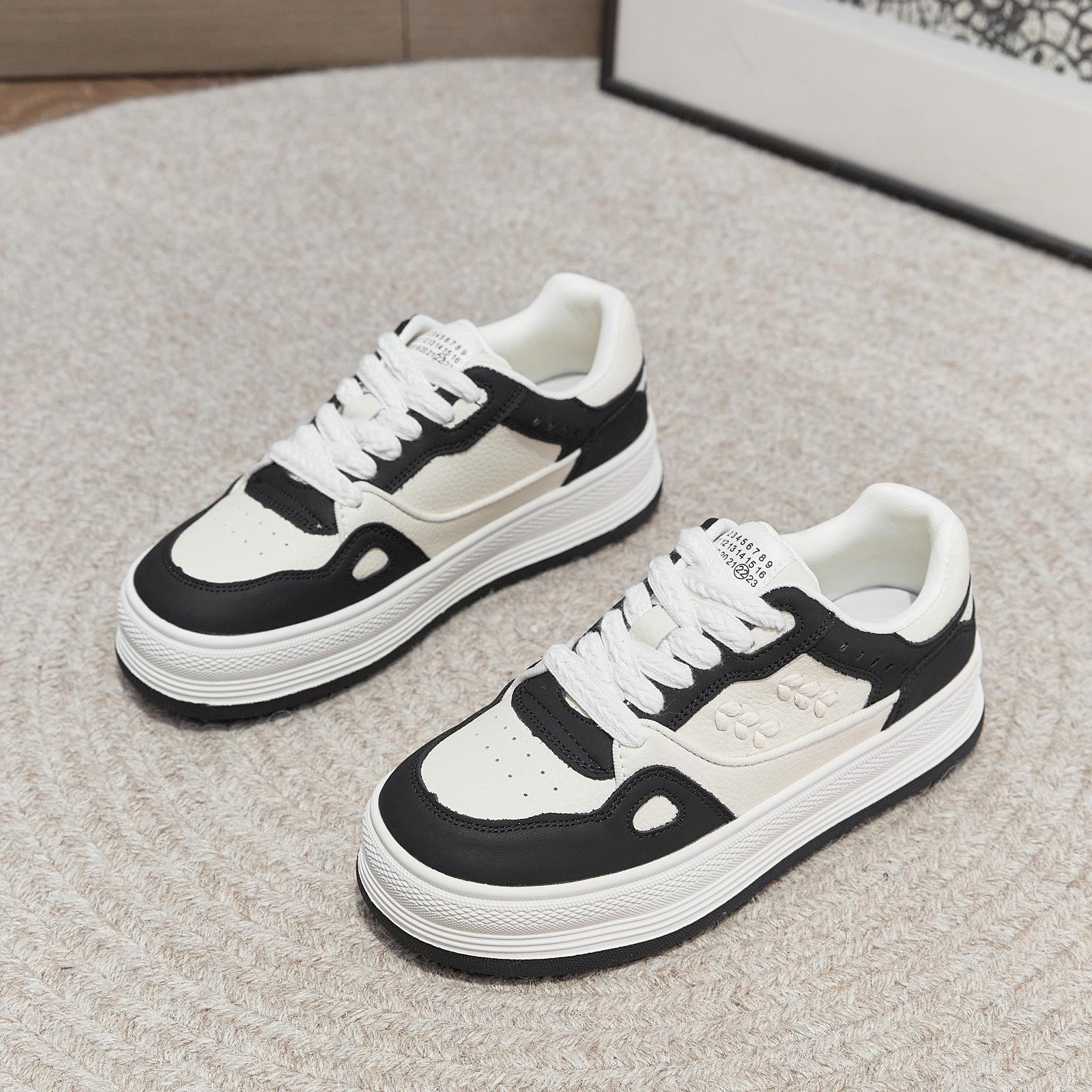 

Модные кроссовки женские из натуральной кожи на плоской толстой подошве брендовые женские повседневные туфли из коровьей кожи с дышащей сеткой D118 4.5 чёрный