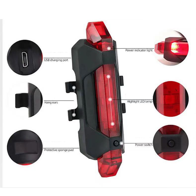 USB Rechargeable LED Bicycle Tail Light Mountain Bike Safety Driving Warning Front Rear Flashing Lights Night Riding Accessories
