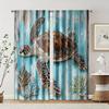 2pcs, Print Curtains 2D Print Vintage Marine Life Curtains - Watercolor Turtle Polyester (without Rod) All Seasons for Bedroom,