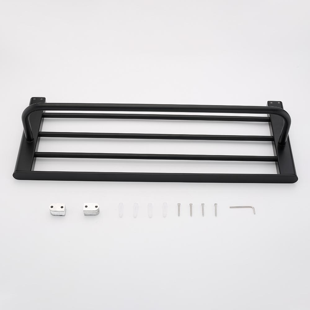 Matte Black Stainless Steel Modern Towel Bathrobe Clothes Holder Rack Double layer Kitchen Bathroom WC Accessories