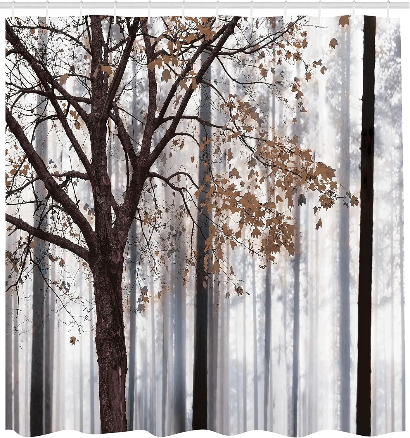 

Autumn Shower Curtain, Country Style Art For Fall Season Tree Leaves On Abstract Woodland Graphic, Cloth Fabric Powder W60H190(CM)-1 Pcs
