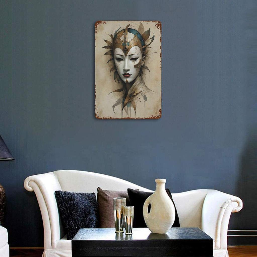 Retro Portrait Distressed Iron Wall Art - Bar & Cafe Decor