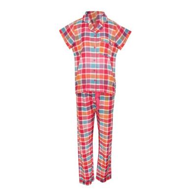 Conjunto de pijama feminino/feminino com botões na parte superior e inferior