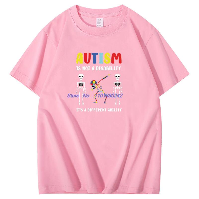 Autism Is Not A Disability Its A Different Ability Graphic T Shirts Unisex Summer Short Sleeve T Shirt Cotton Print T Shirt