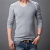 Men S V Neck Long Sleeve Slim Fit Solid Color Knit Sweater