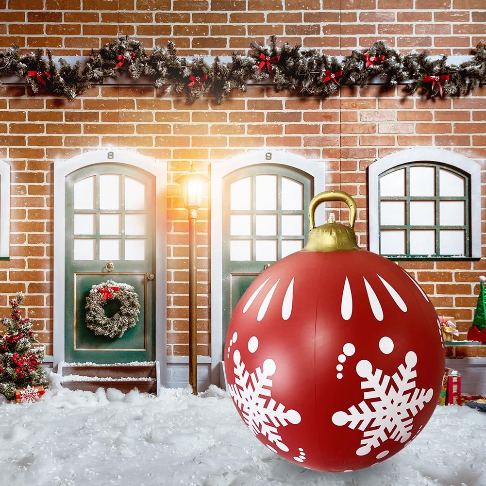 

PVC Inflatable Christmas Decorated Ball Ornaments 60cm Christmas Tree Decor Inflatable Ball for Outside Yard Lawn Porch e