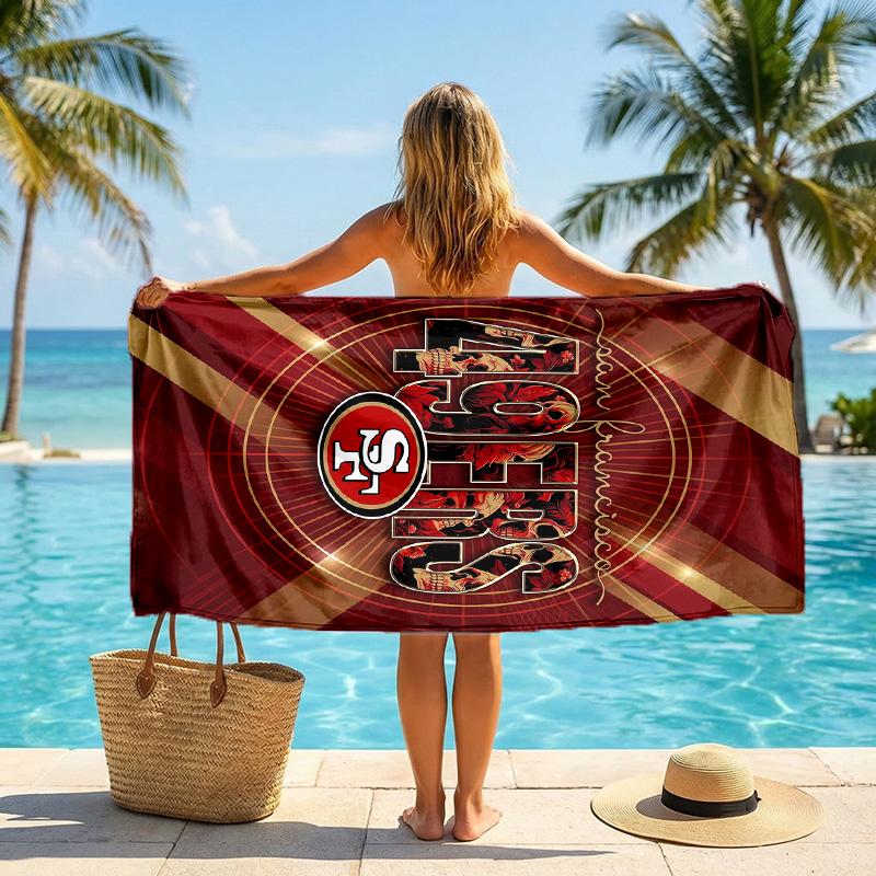 Asciugamano da Spiaggia alla Moda San Francisco 49ers Asciugamano Portatile Morbido ad Asciugatura Rapida per Nuoto Campeggio Vacanze