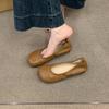 Mode Neue Damen Flats Mode Weiches Leder Lässige Slipper Damen Schuhe Frühling Herbst Einfarbig Runde Zehenpartie Ballett Weiche Sohle Flats