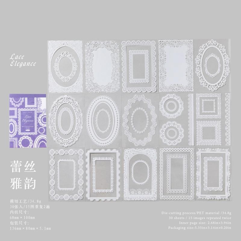 Vintage Lace Pattern Pet Sticker Book For Hand Account Diy Scrapbook Decoration