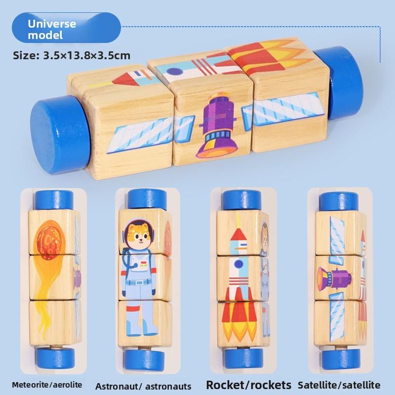 Wooden Baby Toddler Rotating Puzzle Animal Recognition Educational Toy For Early Learning