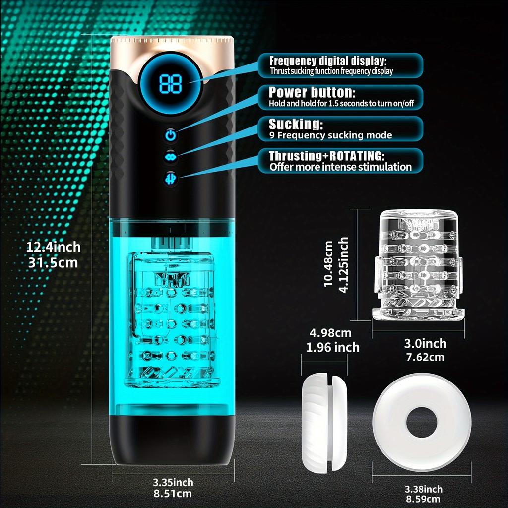 Masturbatore maschile tutto in uno, pompa per pene ultra tutto in uno, giocattoli sessuali maschili, giocattoli per adulti 9 modalità di inserimento, 9 rotazioni e 9 modalità di suzione con display LCD