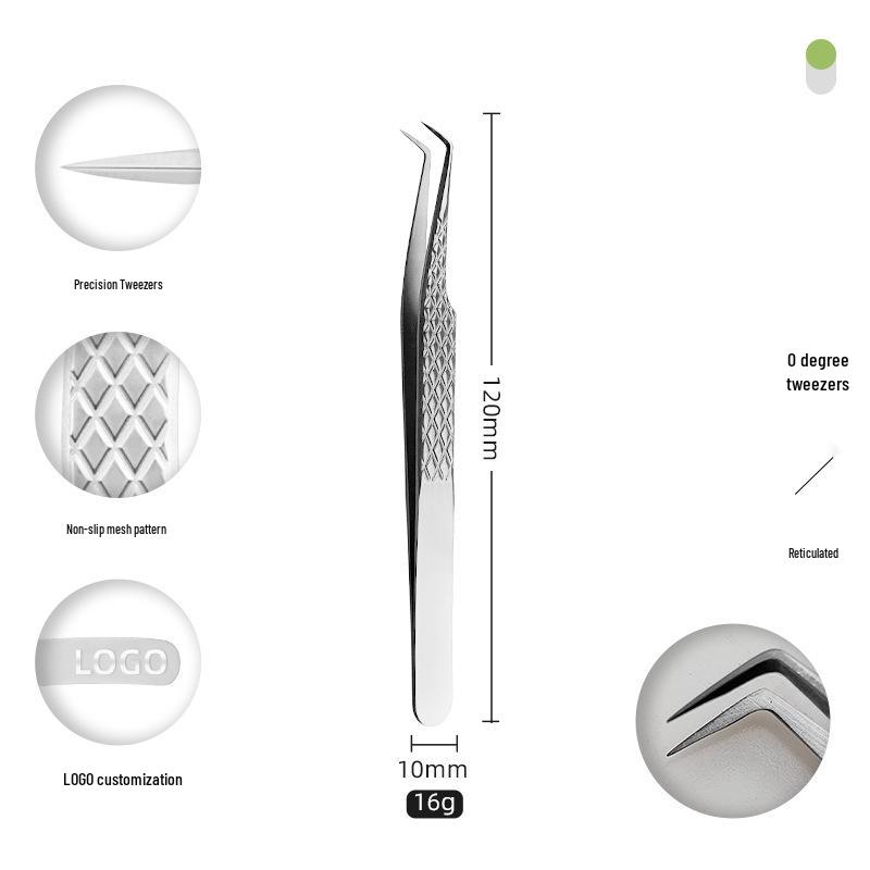 Golden Feather Stainless Steel Eyelash Tweezers for Grafting and Extensions