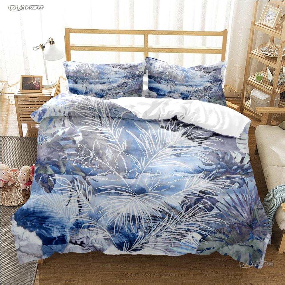 Tropical Leaf Fashon Duve All Season Duvet Cover Comforter Bedding Set Soft Quilt Cover and Pillowcases Single/Double/Queen/King
