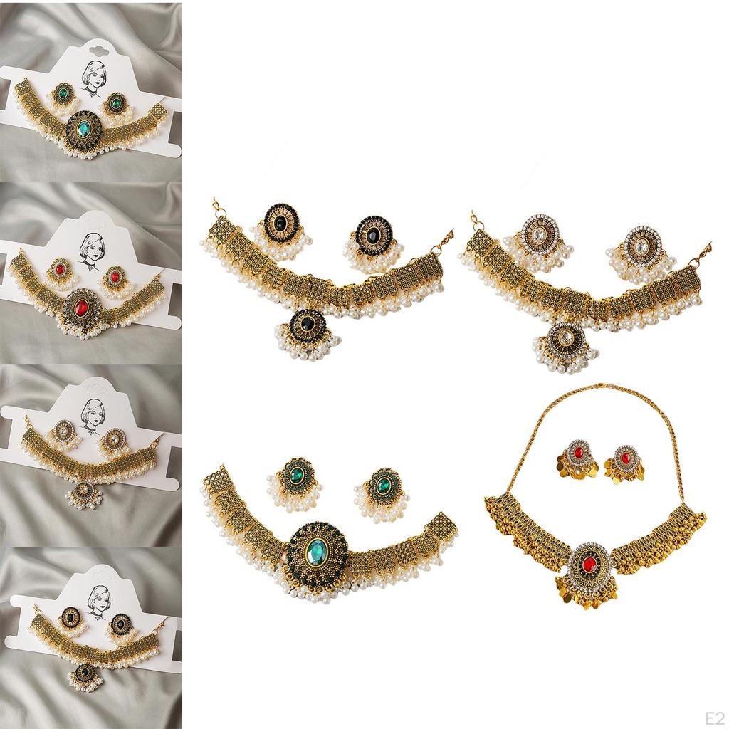 Halskette Ohrring Set Trendiger Statement Anhänger Schmuck für Bräute Mädchen
