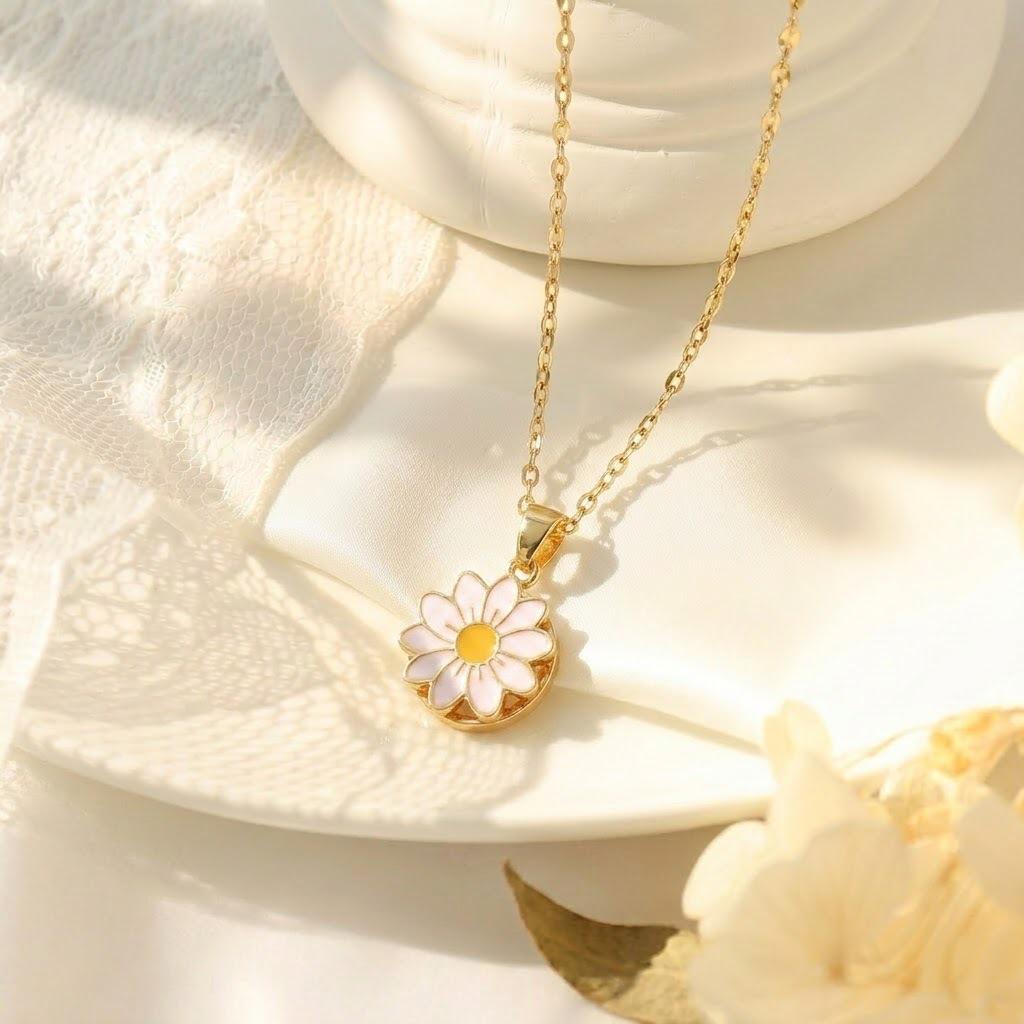 Light Luxury Women's Titanium Steel Floral Clavicle Necklace Set