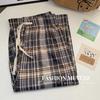 Plus Size High Waist Plaid Wide-Leg Ice Silk Pants for Women