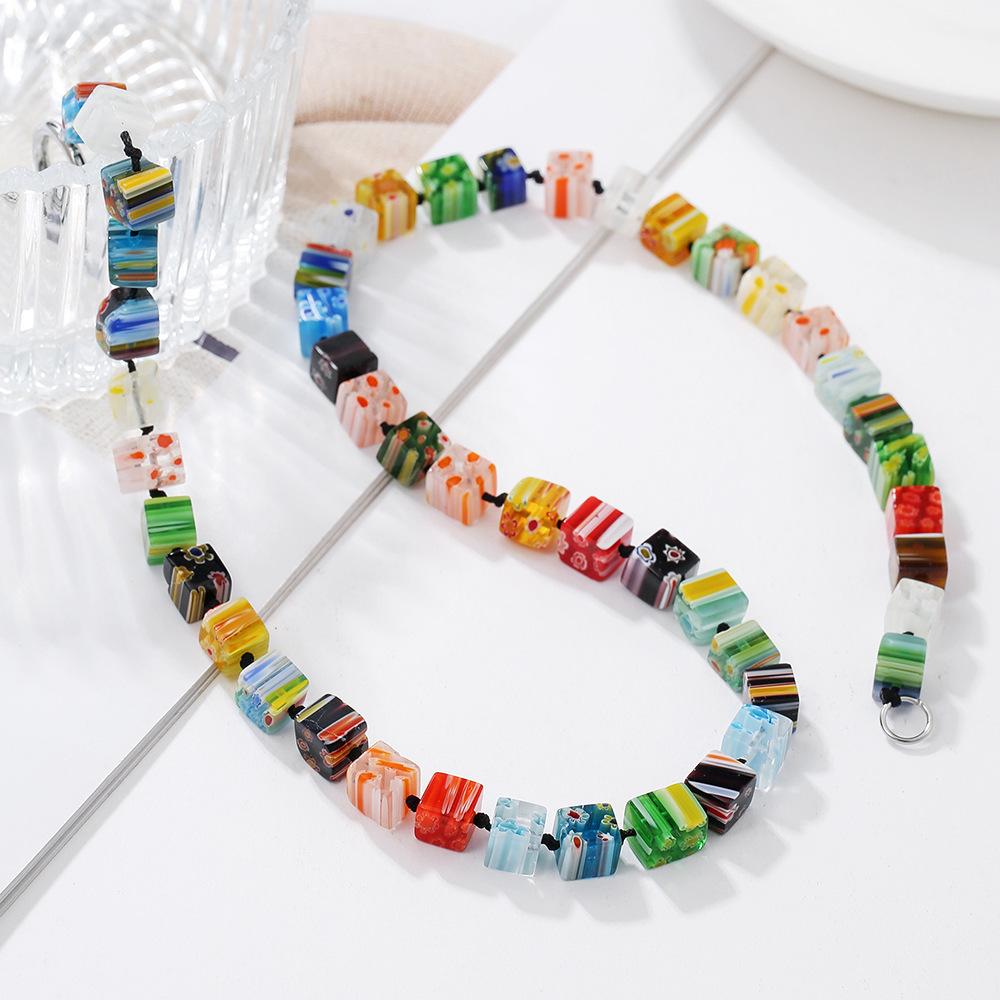 Unisex Personalized Jewelry Gift Her Crystal Geometric Beaded Bracelet DIY Glass Beads String