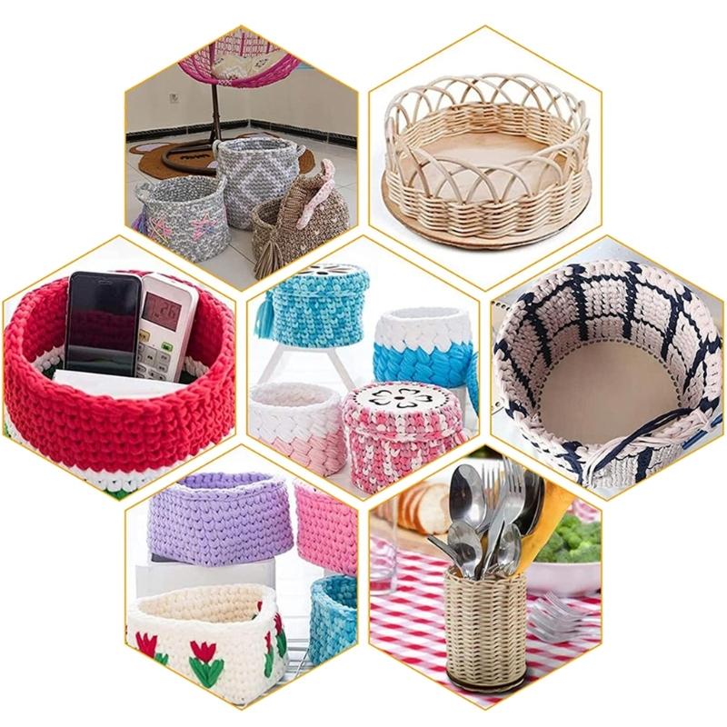 5 Stück Holzkorb-Boden Leere Häkelbasis für dicke Garne DIY Strickkorb Handtasche Handgewebt Heimdekorationen