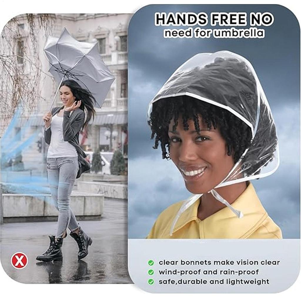 Waterproof Rain Hat Reusable PE Headwear Waterproof PE Ladies Rain Hat For Women Lady Girlfriend Mother Travel Shopping
