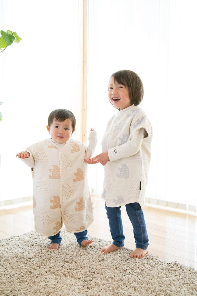 farska Gauze Sleeper for Babies Sky 6-Layer 2-Way (Morinokuma Gray)