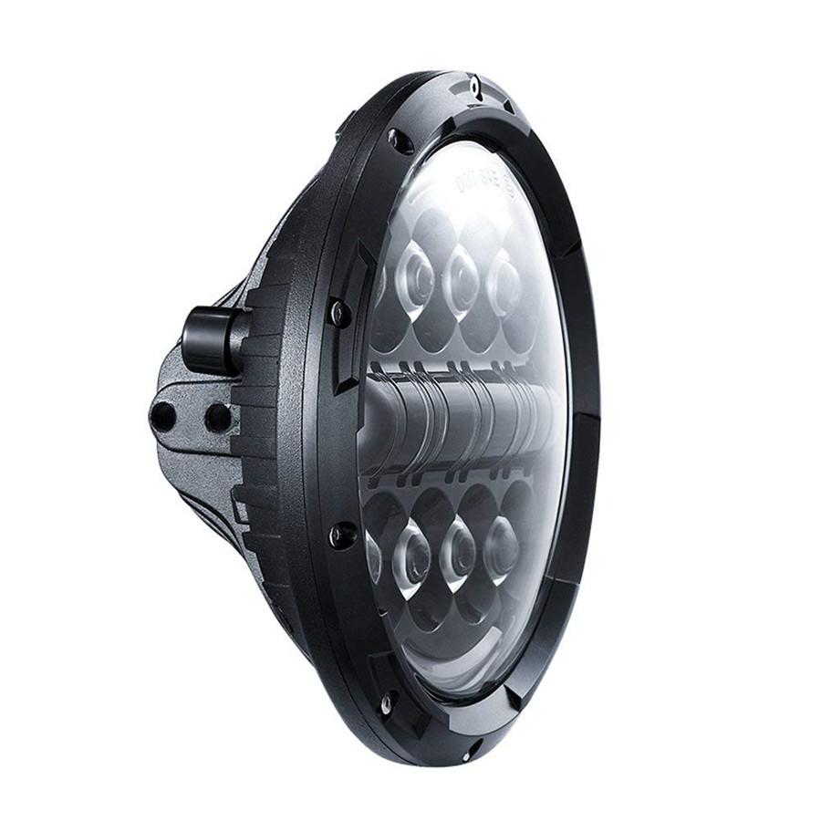 Pair 7'' 80W 6000LM Round Black Cree LED Headlight High Low Beam with Yellow & White Angel Eye for Harley Jeep Wrangler JK TJ LJ CJ Hummber H1 H2