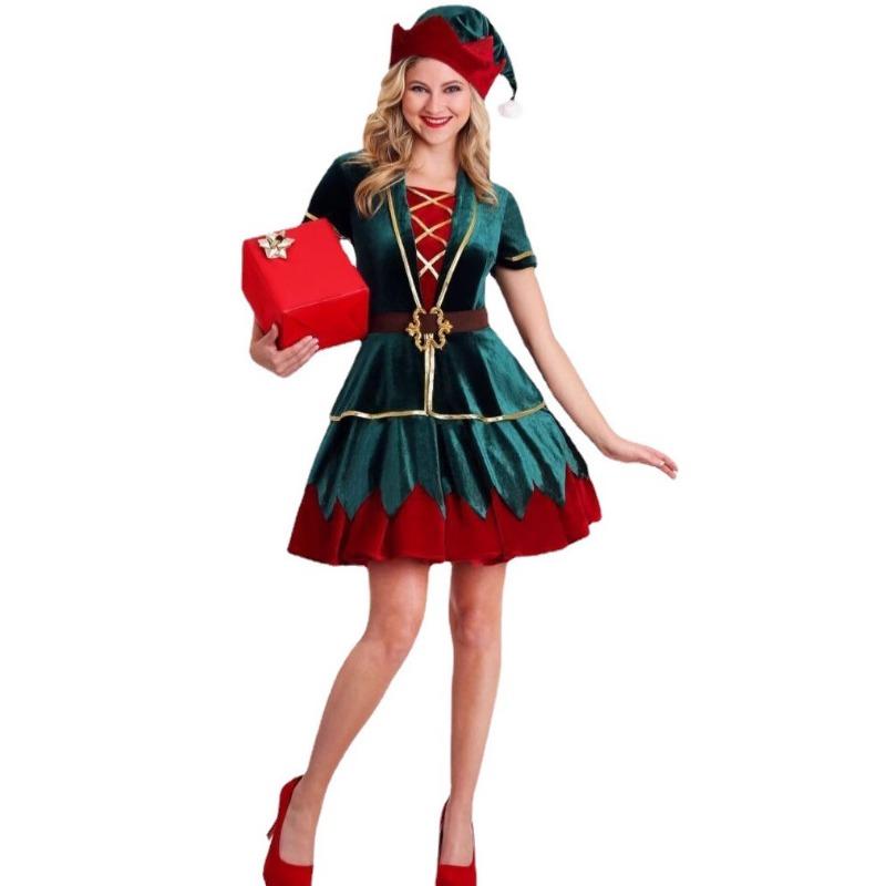 New Christmas Party Costumes, Christmas Green Couples' Clothing, Christmas Stage Clothing