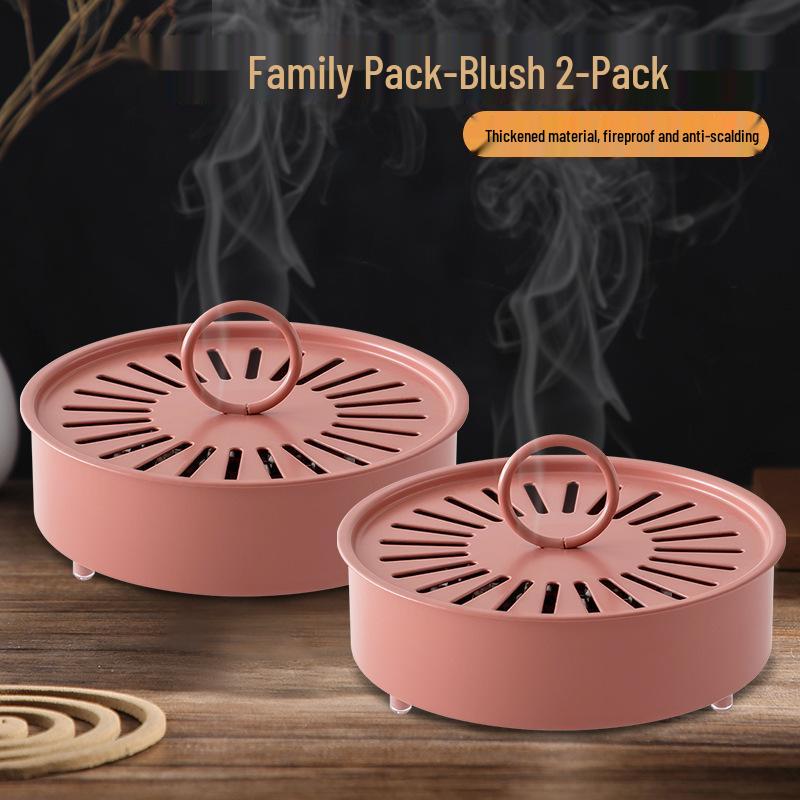 Fireproof Wrought Iron Mosquito Coil Holder with Lid - Creative Carbon Steel Ash-Catcher