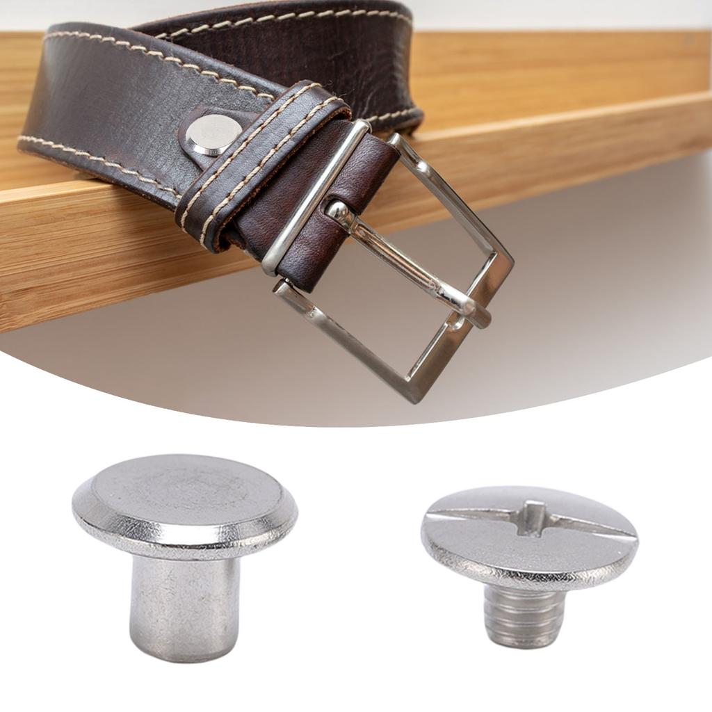 50 Pairs 0.18x0.2x0.35in Leather Rivets Kit M3.5 Stainless Steel Flat Round Head Rivet and Screw Set for Binding and Decoration