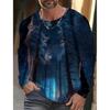 Men's Summer Long Sleeve 3d Printed Wolf Print T-Shirt Tops Men Streetwear Clothing Round Neck Graphic Long Sleeve T-Shirt