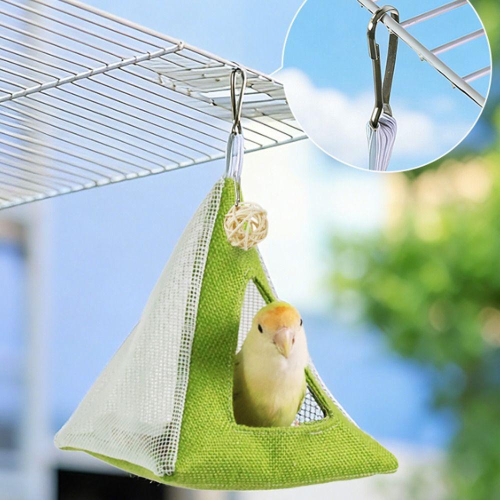 Breathable Net Summer Cooling Nest Triangular Bird Hammock Bird Hanging Tent  Hiding House