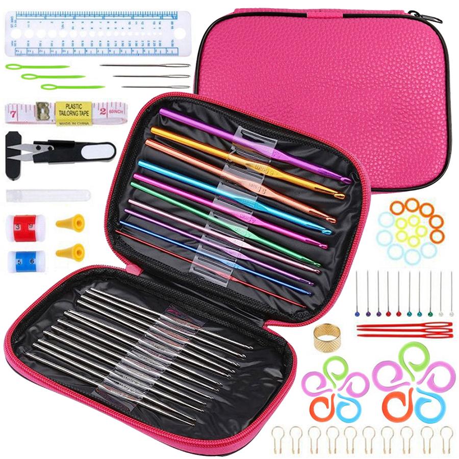 100pcs/Set Sewing Crochet Hook Set & Storage Bag Sewing Needle Tape Measure Thimble Pearl Needle Handmade DIY Sewing Accessories