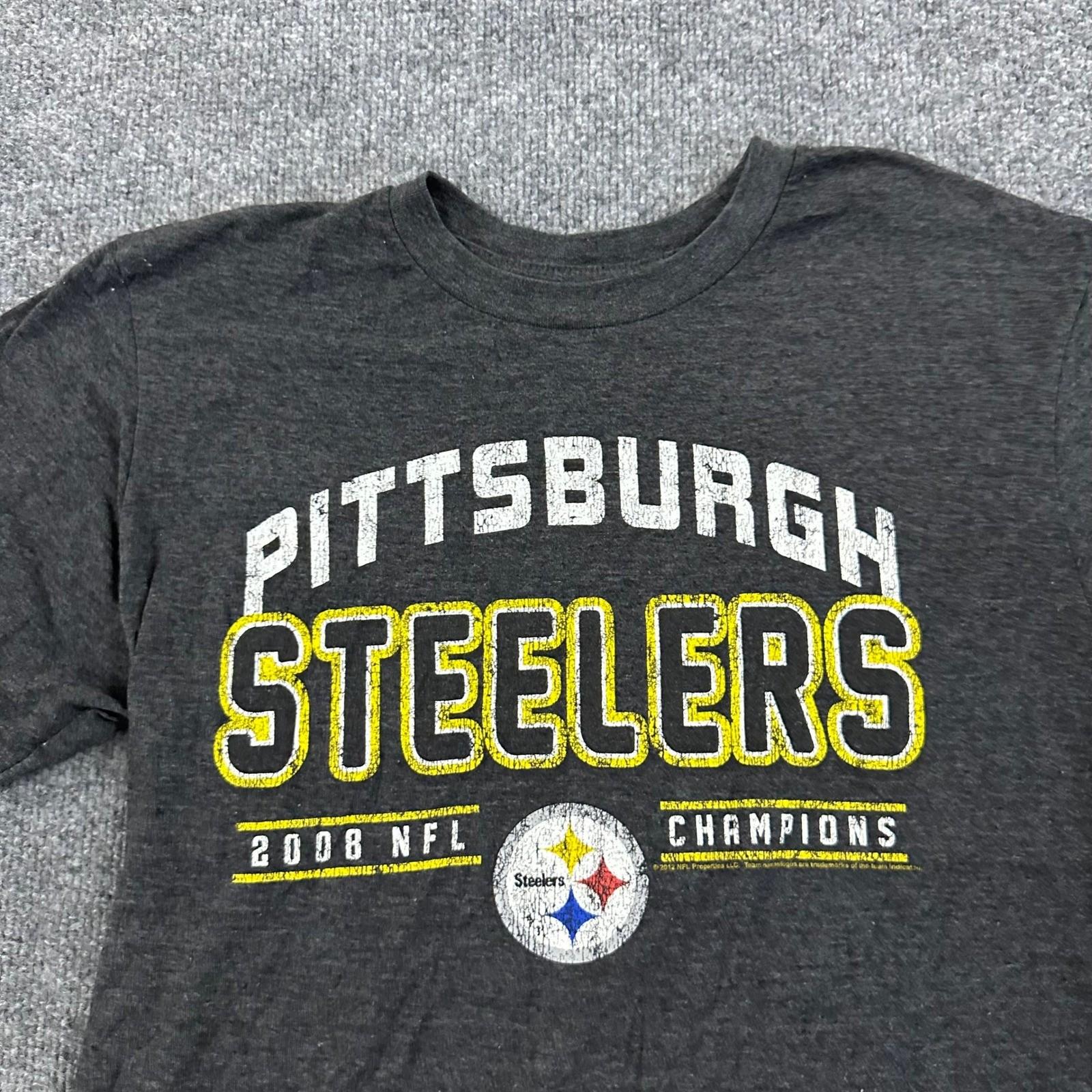 NFL Team Apparel T-Shirt Mens Size S Grey Pittsburgh Steelers 2008 NFL Champions S